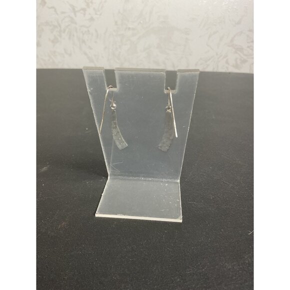 Silver-Toned Dangle Earrings With Abstract Design - Picture 2 of 2